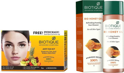 

BIOTIQUE BIO Bio Anti Tan Facial Kit, Bio Honey Gel Refreshing Foaming Face Cleanser For All Skin Types(Set of 2)