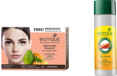

BIOTIQUE BIO Bio Pearl White Facial Kit, Bio Carrot 40+ Spf Sunscreen Ultra Soothing Face Lotion(Set of 2)