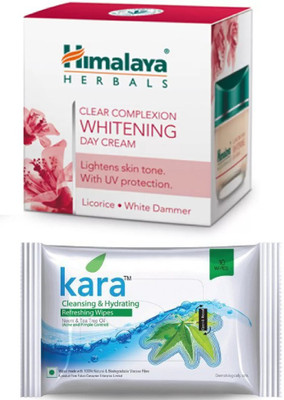 

Himalaya clear complexion whitening day cream, cleansing hydrating refreshing wipes(Set of 2)