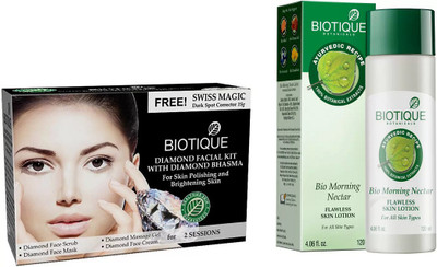 

BIOTIQUE BIO Bio Diamond Facial Kit, Bio Morning Nectar Flawless Skin Lotion For All Skin Types(Set of 2)