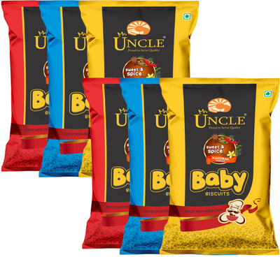 

Mr.Ouncle Uncle's baby Biscuits 200 gm pack of 6 Coconut Flavor(1200 g, Pack of 6)