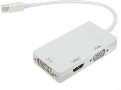Digimart 1080P Thunderbolt Mini DisplayPort DP MALE TO 3 in 1 VGA/DVI/HDMI-FEMALE 0.2 m HDMI Adapter(Compatible with Projector, LCD/LED, Computer, Laptop, White) at flipkart