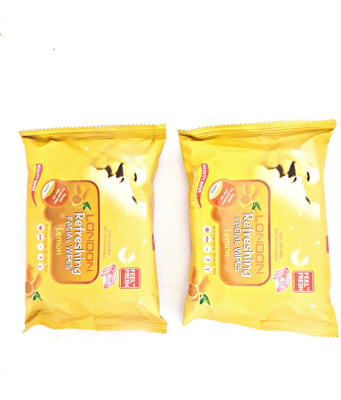 

London Refreshing FACIAL WIPES 100% NATURAL, HYGENIC & REFRESHING PACK OF 2 LEMON [ 25 WIPES PER PACK ](Pack of 50)