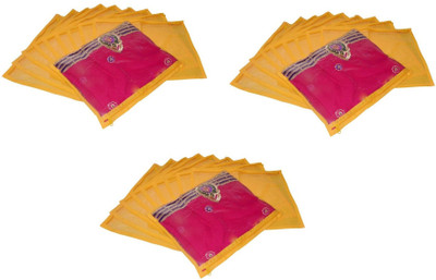 

Addyz Plain Pack Of 36 Pieces Single Non woven Saree Cover Bags Packaging Storage Cloth Clear Plastic Zip Garment Cover(Yellow)