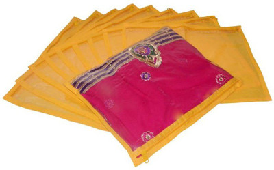 

Addyz Plain Pack Of 12 Pieces Single Non woven Saree Cover Bags Packaging Storage Cloth Clear Plastic Zip Garment Cover(Yellow)