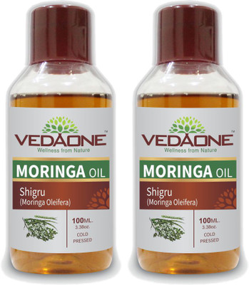 

VEDAONE 100% Natural Cold Pressed Moringa Oil, 200ml (2 packs of 100 ml each) Hair Oil(200 ml)