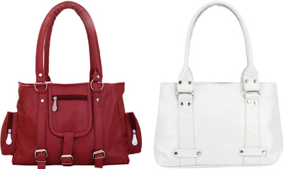 

Lady bar Hand-held Bag(White, Maroon), Maroon;white
