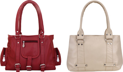 

Lady bar Hand-held Bag(Tan, Maroon), Maroon;tan