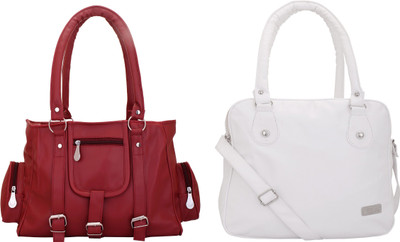 

Lady bar Hand-held Bag(White, Maroon), Maroon;white