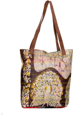 

Indistar Men & Women Casual Brown, Red, Green Silk Tote, Brown;green;red