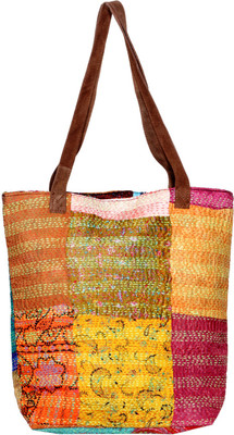 

Indistar Men & Women Casual Yellow, Purple, Green Silk Tote, Green;purple;yellow