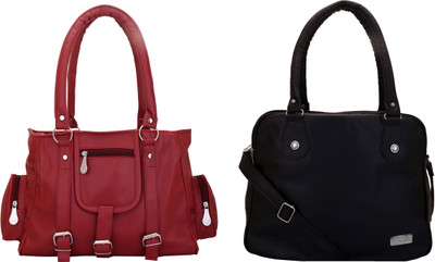 

Lady bar Hand-held Bag(Black, Maroon)