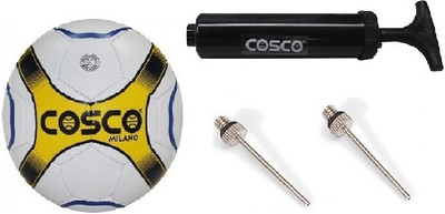 

Cosco Combo of Three - One 'Milano' Football (Size-5), One Football Pump and Two Needle (Color on availability) Football Kit
