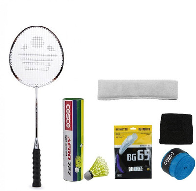 

Cosco Combo of Six- One 'cb 300' badminton racket,one racket string, one racket Grip, one Head band, one Wrist band and one Box 'Aero 727' Shuttle cock- Badminton Kit