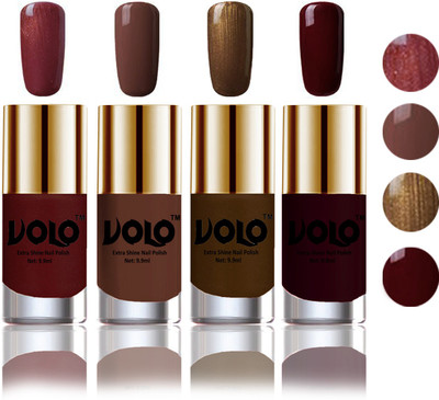 

Volo HD Colors High-Shine Long Lasting Non Toxic Professional Nail Polish Set of 4 Metallic Maroon, Chocolate Brown, Brown Coffee, Maroon(Pack of 4)