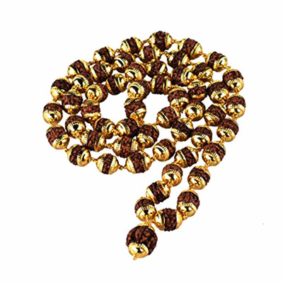 Eshopify 5 Mukhi Rudraksha Mala One Gram Gold-plated Plated Alloy Chain