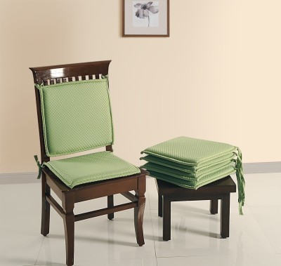 SWAYAM Foam Abstract Chair Pad Pack of 4(Green)