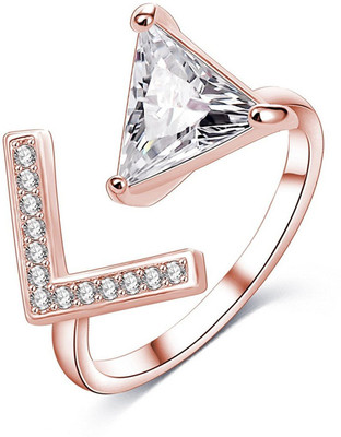 Om Jewells Move this way CZ Ring Brass Cubic Zirconia Gold Plated Ring