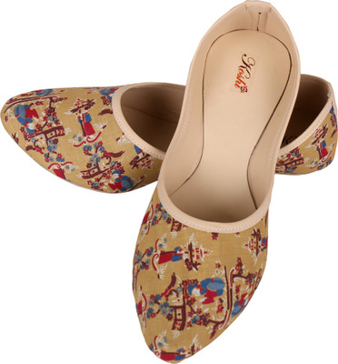 

Koshi Designer Fabric Belle Jutis For Women(Beige, Brown