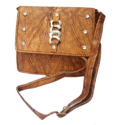 

OBEROI Girls Casual Tan Leatherette Sling Bag