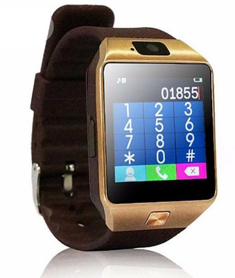 

SoundBuddy Certified DZ09-G4 Camera, Dailing, Sim Card & SD Card enable fitness tracker Wearable Gold Smartwatch(Brown Strap M)