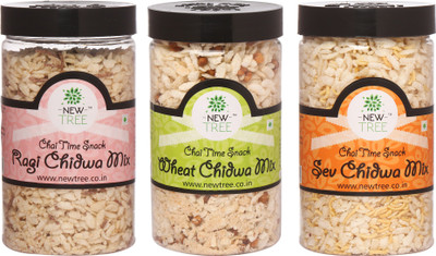 

New Tree Sev Chidwa Mix , Wheat Chidwa Mix & Raagi Chidwa Mix - Pack Of 3(450 g, Pack of 3)