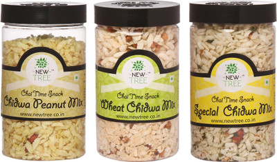 

New Tree Special Chidwa Mix , Wheat Chidwa Mix & Chidwa Peanut Mix - Pack Of 3(450 g, Pack of 3)