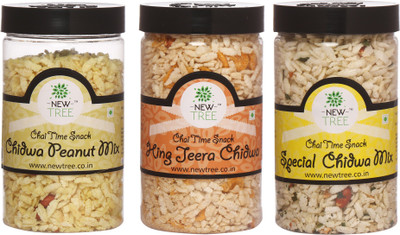 

New Tree Special Chidwa Mix , Hing Jeera Chidwa & Chidwa Peanut Mix - Pack Of 3(450 g, Pack of 3)