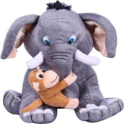 

Sajani Cute Elegant Elephant With hugging Monkey Soft Toy (Approx-2 Feet) - 5 cm(Grey)