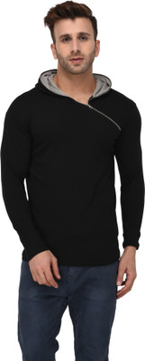 Fascista Solid Men Hooded Black, Grey T-Shirt