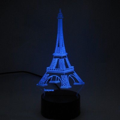 varna crafts Lampees 3d Illusion Eiffel Tower LED Lamp Table Lamp(25 cm, Black)