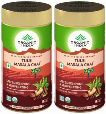 

Organic India Tulsi Masala Chai 100g Tin (Pack of 2) Tulsi Masala Tea Drum(0.2 g)