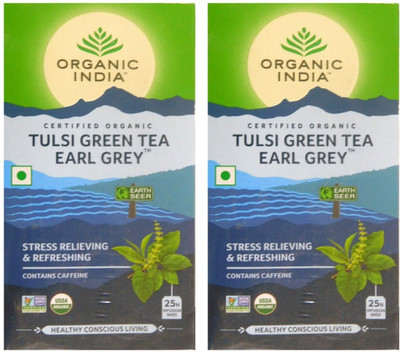 

Organic India Earl Grey 25 Tea Bags ( Pack of 2 ) Tulsi Green Tea Bags Box(25 Bags)