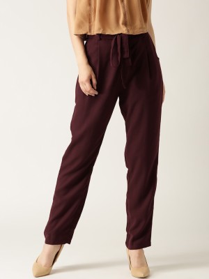 Marie Claire Regular Fit Women Maroon Trousers