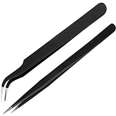 

WOWSOME Set of 2 black coated Stainless Steel Tweezers - Straight & Curved