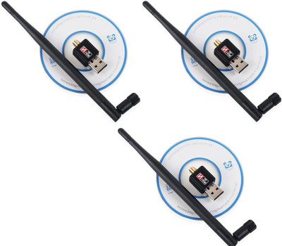 

ReTrack SET OF 3PC 802.11n 2.4Ghz Wireless Wifi Dongle Withg Antenna and CD USB Adapter(Black)