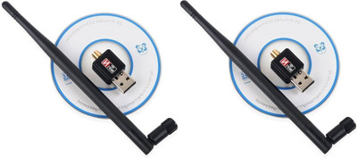 

ReTrack SET OF 2PC 802.11n 2.4Ghz Wireless Wifi Dongle Withg Antenna and CD USB Adapter(Black)