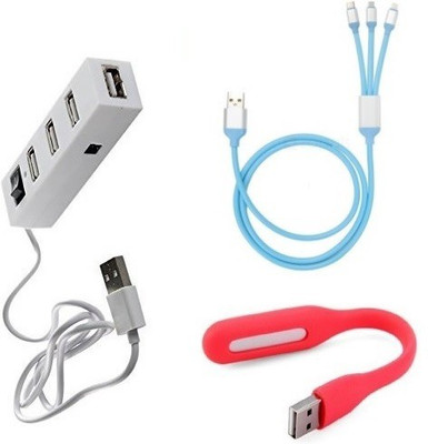 

durReey Set of Multi connectivity USB Hub, 3 IN 1 lightning 8 Pin + ANDROID+ CType with Mini Flexible USB LED Light Lamp for Laptop Computer Keyboard Reading Notebook 3C92Y USB Hub, USB Cable, Led Light(Blue, Red, White)