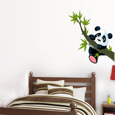 rawpockets 15 cm Panda on Tree Wall Sticker Self Adhesive Sticker(Pack of 1)