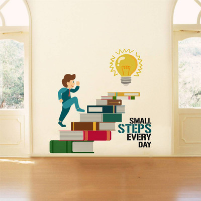 rawpockets 15 cm Small Steps Every Day Motivation Quote Self Adhesive Sticker(Pack of 1)