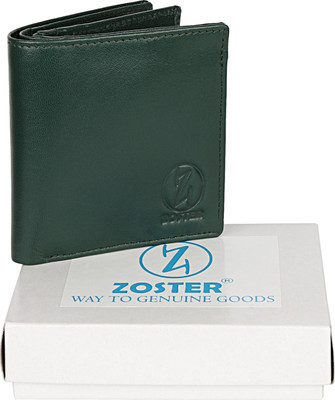

Zoster Men Green Genuine Leather Wallet(8 Card Slots), Dark green