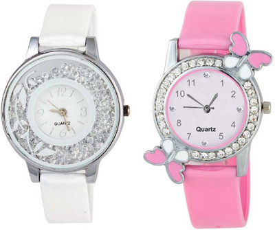 

Rage Enterprise New Fancy Designer Look White Diamond Pink Butterfly Dial Men & Women Watch - For Girls