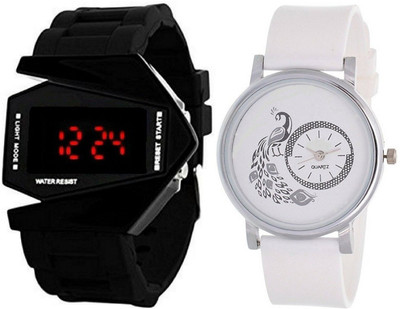 

Talgo New Arrival 2018 Red Robin Season Special RRROCKETLED301WH New Collection Digital Rocket LED Rectangle Dial Attractive And Comfertable Rubber Strap And Dial Mor White Round White Dial White Rubber Strap (Combo odf 2) RRROCKETLED301WH Watch - For Boy