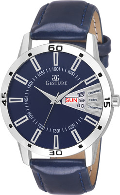 

Gesture 1107- Blue Day And Date Strap Watch - For Men
