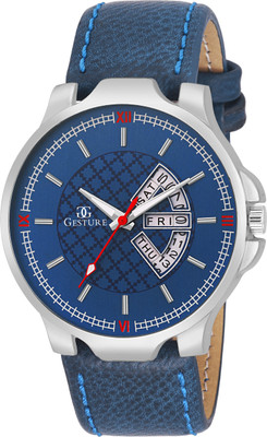 

Gesture 1109- Blue Day And Date Strap Watch - For Men