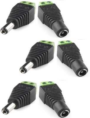 

ReTrack SET OF 3PC Screw Fastening Type Male and Female DC Power Plug-Connector DC Power Male/Female Wire Connector(Black, Pack of 3)