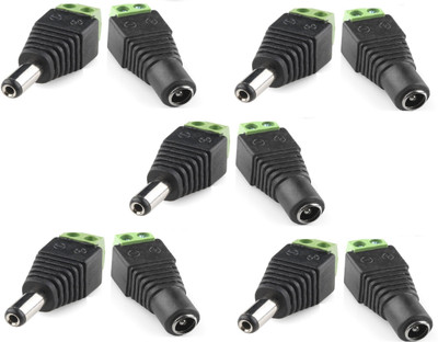 

ReTrack SET OF 5PC Screw Fastening Type Male and Female DC Power Plug-Connector DC Power Male/Female Wire Connector(Black, Pack of 5)