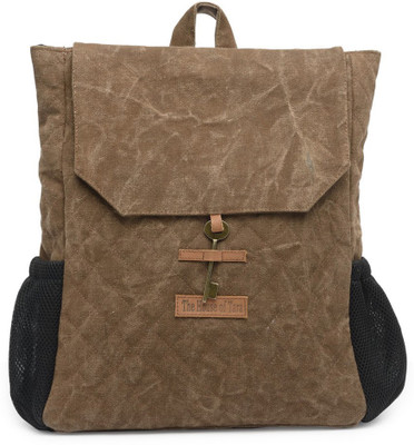 

The House of Tara Quilted Coated Canvas 15 L Laptop Backpack(Khaki), Brown