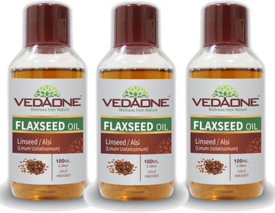 

VEDAONE 100% Natural Cold Pressed Flaxseed Oil, 300ml (3 packs of 100 ml each)(300 ml)