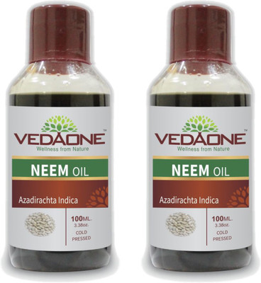 

VEDAONE 100% Natural Cold Pressed Neem Oil, 200ml (2 packs of 100 ml each)(200 ml)